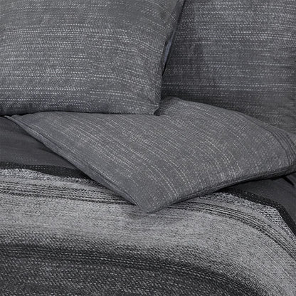 Set Copripiumino Grigio Scuro 220X240 Cm In Cotone Grigio Scuro E Nero