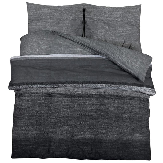Set Copripiumino Grigio Scuro 260X240 Cm In Cotone Grigio Scuro E Nero
