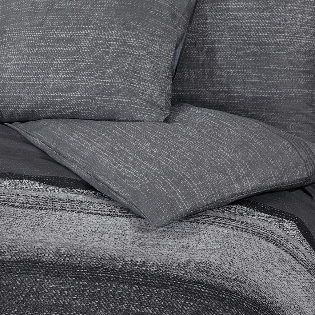 Set Copripiumino Grigio Scuro 260X240 Cm In Cotone Grigio Scuro E Nero