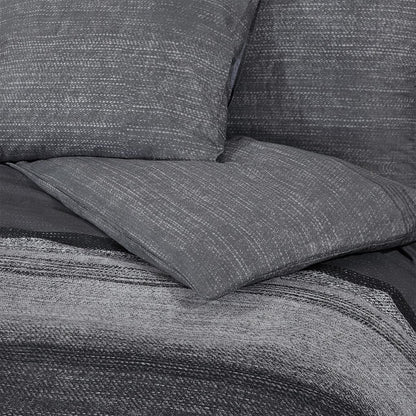 Set Copripiumino Grigio Scuro 260X240 Cm In Cotone Grigio Scuro E Nero