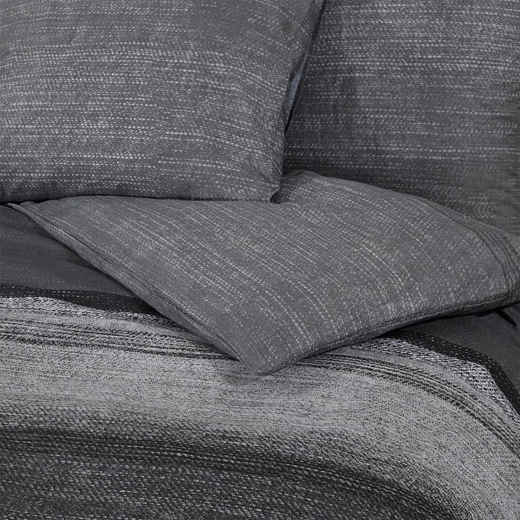 Set Copripiumino Grigio Scuro 135X200 Cm In Cotone Grigio Scuro E Nero