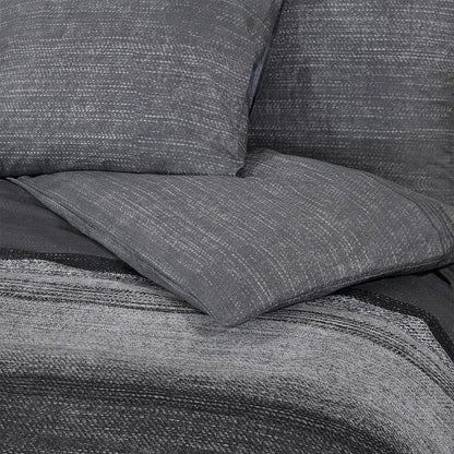 Set Copripiumino Grigio Scuro 135X200 Cm In Cotone Grigio Scuro E Nero
