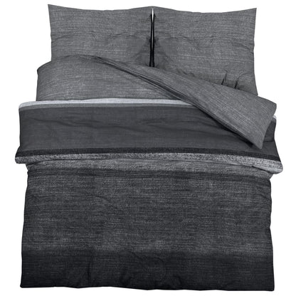 Set Copripiumino Grigio Scuro 200X200 Cm In Cotone Grigio Scuro E Nero