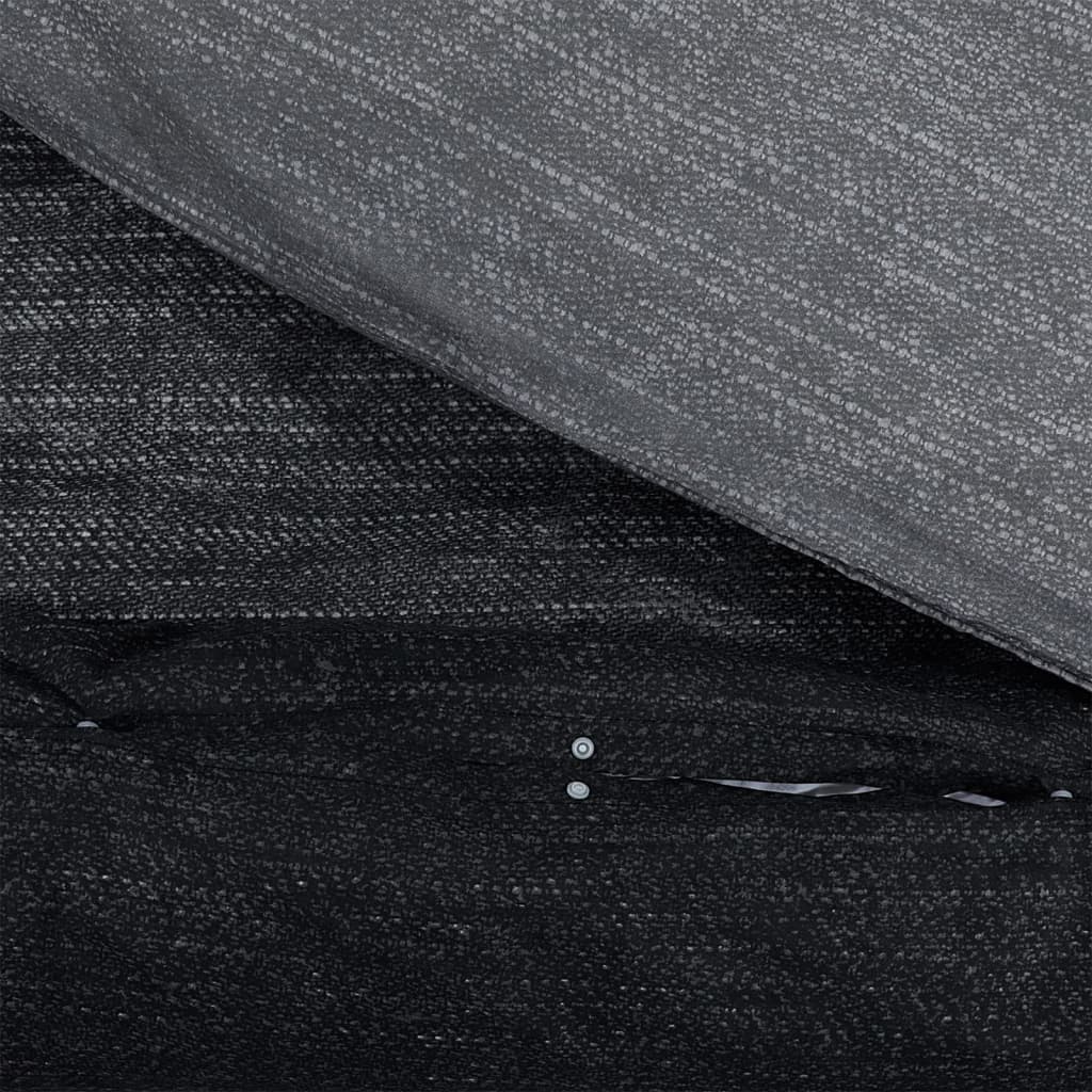 Set Copripiumino Grigio Scuro 200X200 Cm In Cotone Grigio Scuro E Nero