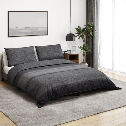 Set Copripiumino Grigio Scuro 200X200 Cm In Cotone Grigio Scuro E Nero