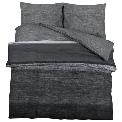 Set Copripiumino Grigio Scuro 225X220 Cm In Cotone Grigio Scuro E Nero
