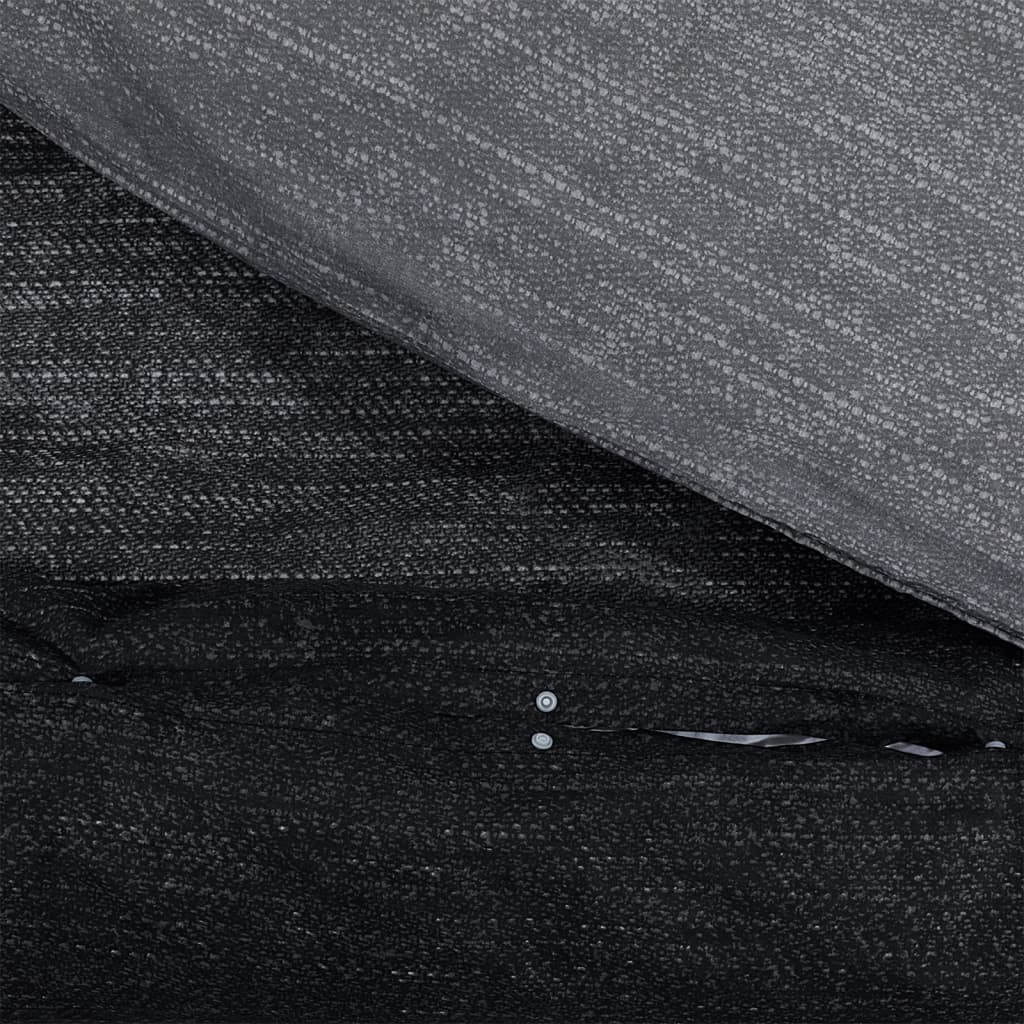 Set Copripiumino Grigio Scuro 225X220 Cm In Cotone Grigio Scuro E Nero