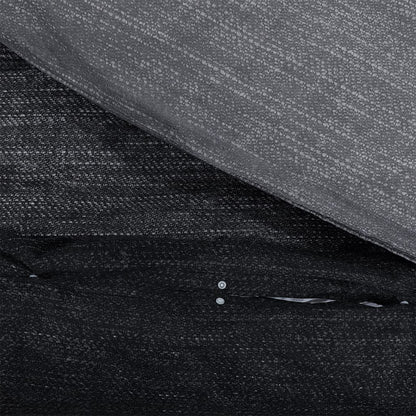 Set Copripiumino Grigio Scuro 225X220 Cm In Cotone Grigio Scuro E Nero