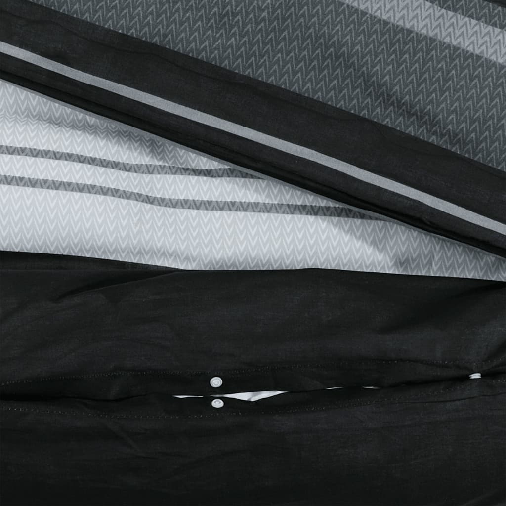 Set Copripiumino Nero E Bianco 220X240 Cm In Cotone Strisce Nere