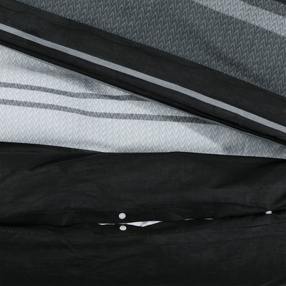 Set Copripiumino Nero E Bianco 220X240 Cm In Cotone Strisce Nere