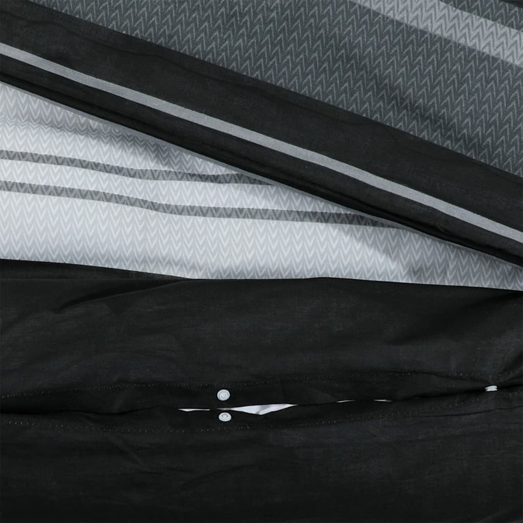 Set Copripiumino Nero E Bianco 135X200 Cm In Cotone Strisce Nere