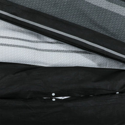 Set Copripiumino Nero E Bianco 135X200 Cm In Cotone Strisce Nere