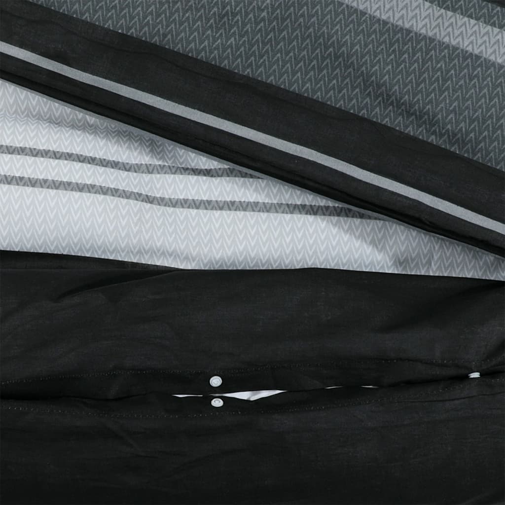 Set Copripiumino Nero E Bianco 140X200 Cm In Cotone Strisce Nere