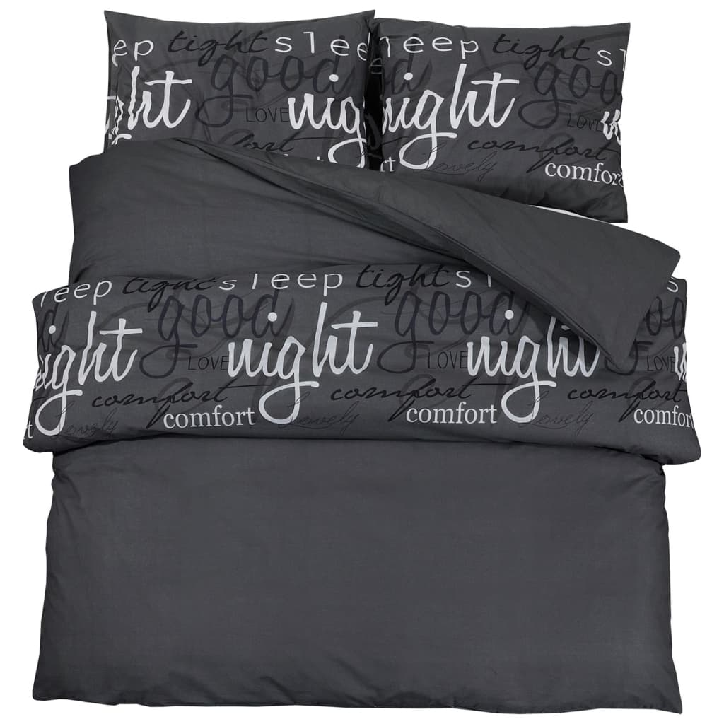 Set Copripiumino Nero 240X220 Cm In Cotone Nero E Bianco