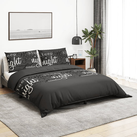 Set Copripiumino Nero 240X220 Cm In Cotone Nero E Bianco