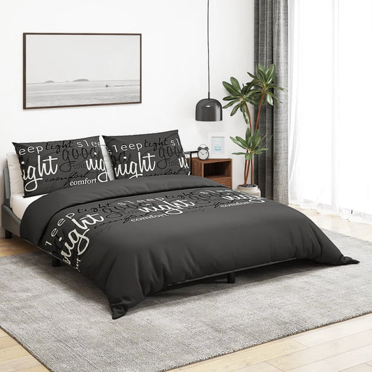 Set Copripiumino Nero 135X200 Cm In Cotone Nero E Bianco