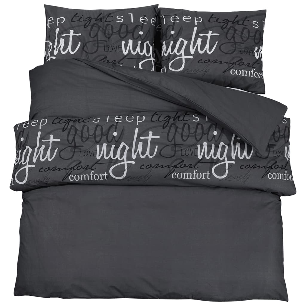 Set Copripiumino Nero 200X200 Cm In Cotone Nero E Bianco