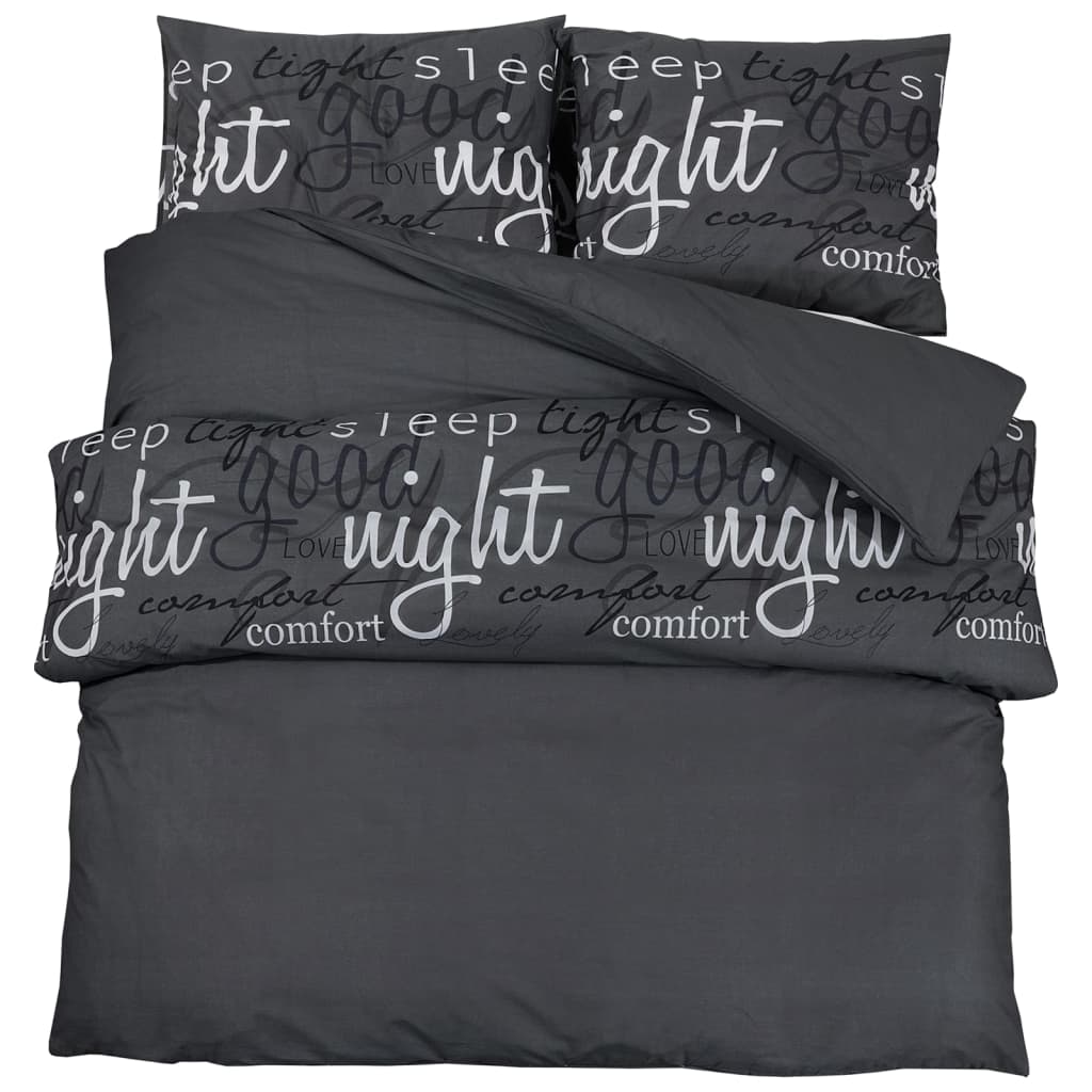 Set Copripiumino Nero 260X220 Cm In Cotone Nero E Bianco