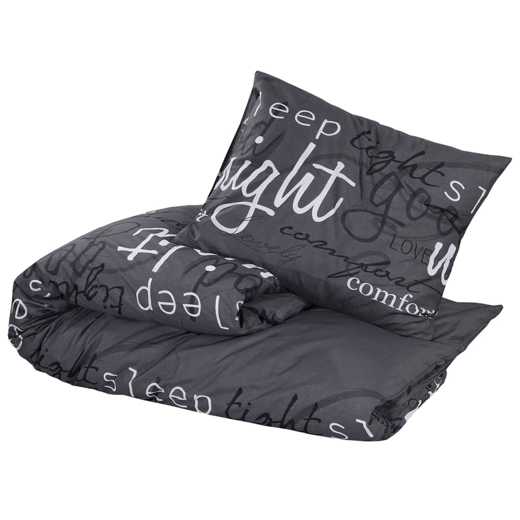 Set Copripiumino Nero 260X220 Cm In Cotone Nero E Bianco