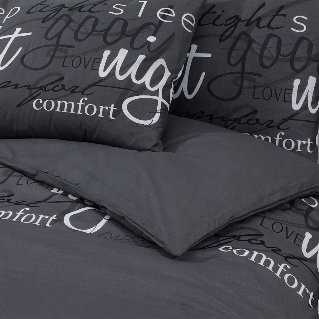 Set Copripiumino Nero 260X220 Cm In Cotone Nero E Bianco