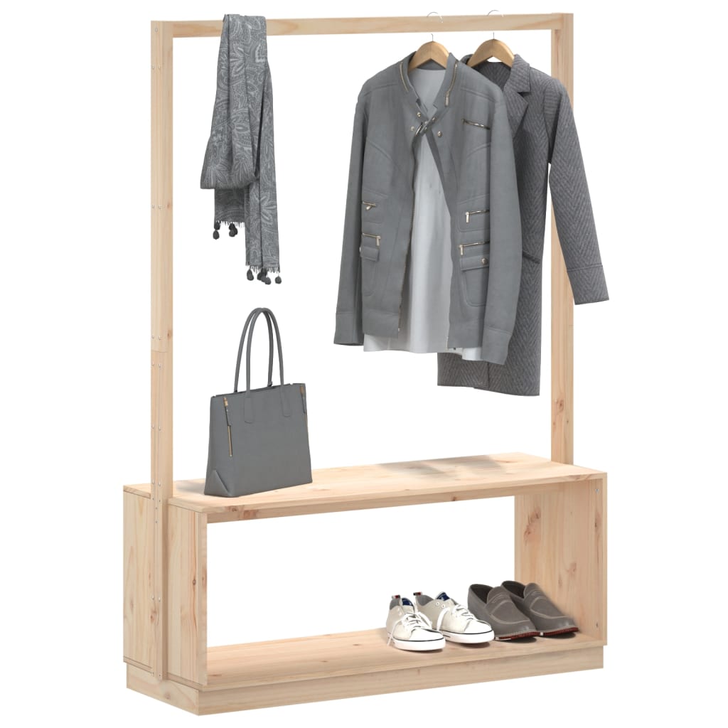 Appendiabiti Con Porta Scarpe 113X40X157,5 Cm Massello Pino
