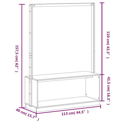 Appendiabiti Con Porta Scarpe 113X40X157,5 Cm Massello Pino