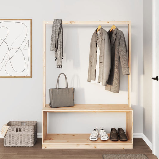 Appendiabiti Con Porta Scarpe 113X40X157,5 Cm Massello Pino
