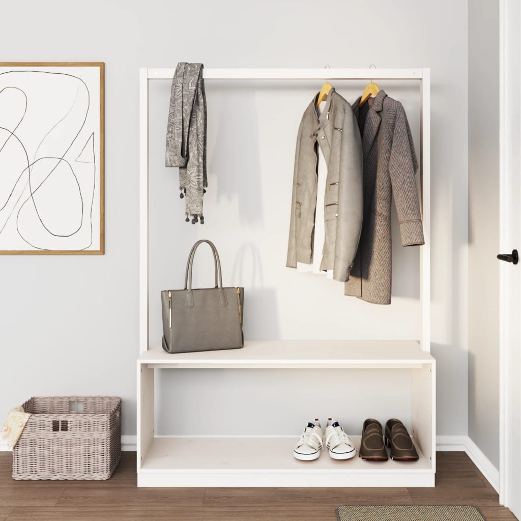 Appendiabiti Con Porta Scarpe 113X40X157,5 Cm Massello Pino