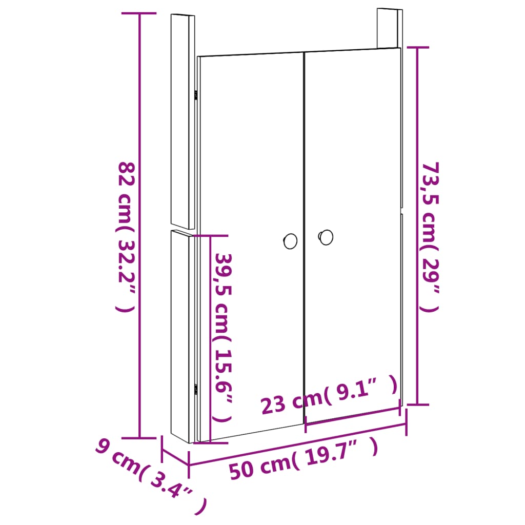 Ante Da Cucina Da Esterno Nere 50X9X82 Cm Legno Massello Di Pino