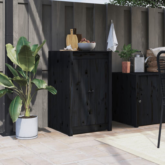 Ante Da Cucina Da Esterno Nere 50X9X82 Cm Legno Massello Di Pino