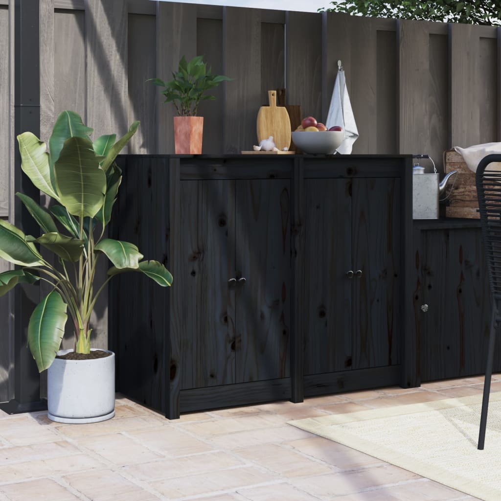 Ante Da Cucina Da Esterno Nere 50X9X82 Cm Legno Massello Di Pino