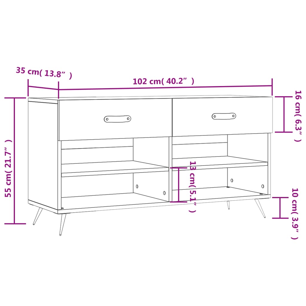 Panca Porta Scarpe 102X35X55 Cm Legno Multistrato