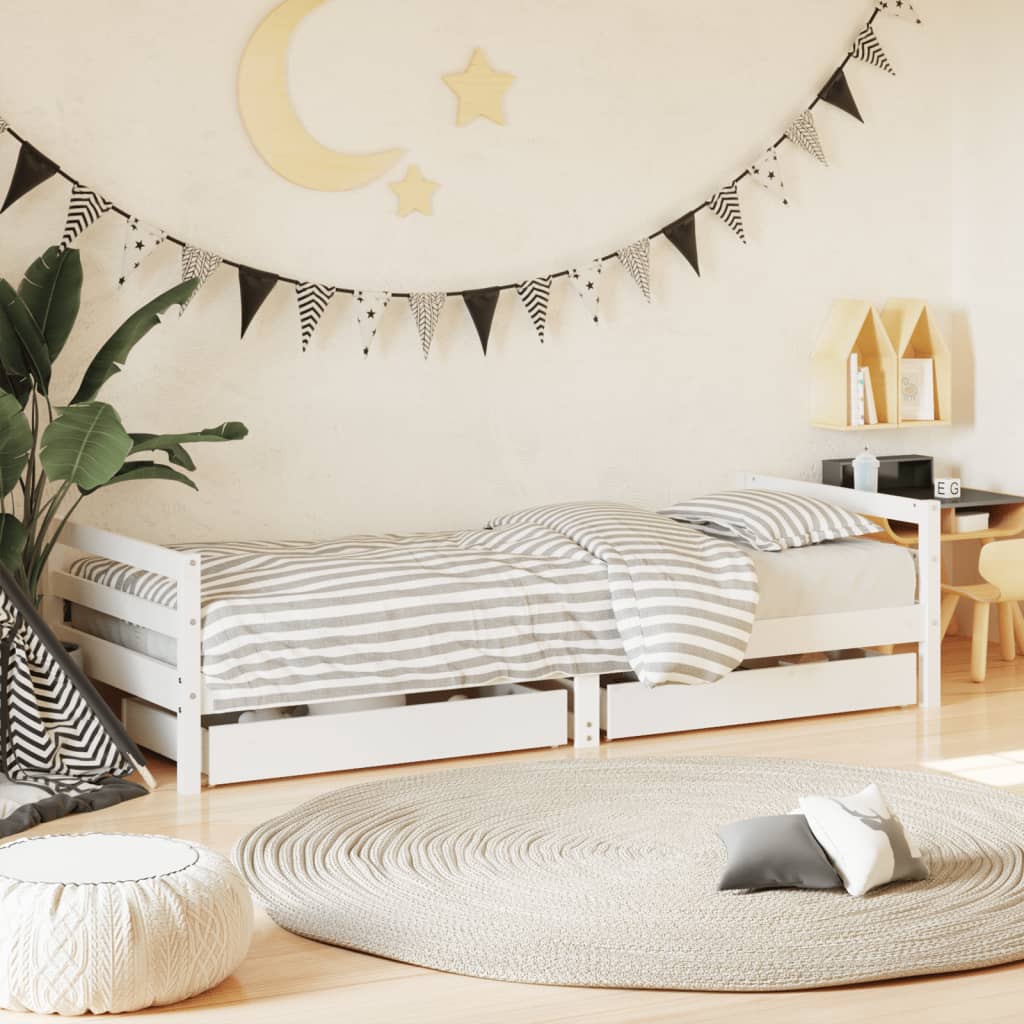 Giroletto Per Bambini Con Cassetti 90X190Cm Legno Massello Pino