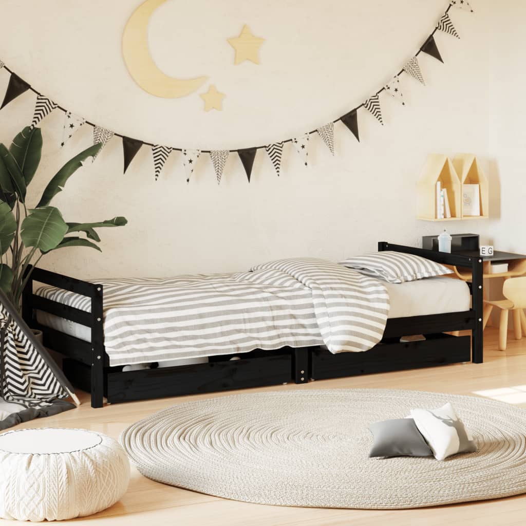 Giroletto Per Bambini Con Cassetti 90X190Cm Legno Massello Pino
