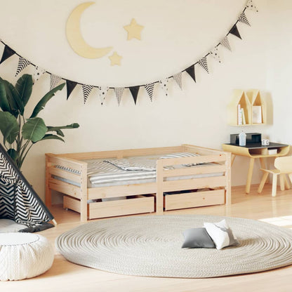 Giroletto Per Bambini Con Cassetti 90X190Cm Legno Massello Pino