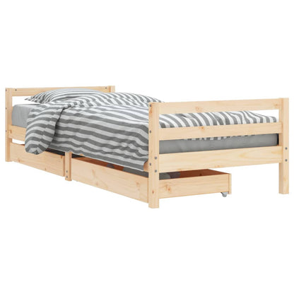 Giroletto Per Bambini Con Cassetti 90X190Cm Legno Massello Pino