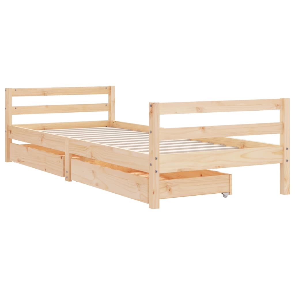 Giroletto Per Bambini Con Cassetti 90X190Cm Legno Massello Pino