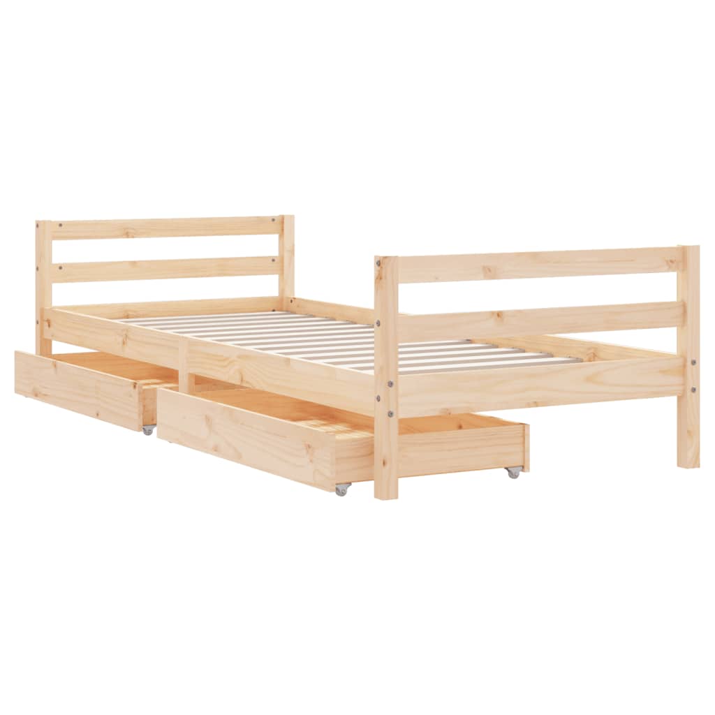Giroletto Per Bambini Con Cassetti 90X190Cm Legno Massello Pino