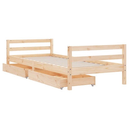 Giroletto Per Bambini Con Cassetti 90X190Cm Legno Massello Pino