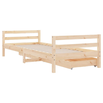 Giroletto Per Bambini Con Cassetti 90X190Cm Legno Massello Pino