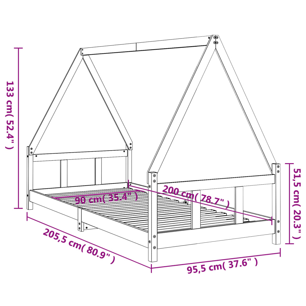 Giroletto Per Bambini 90X200Cm In Legno Massello Di Pino