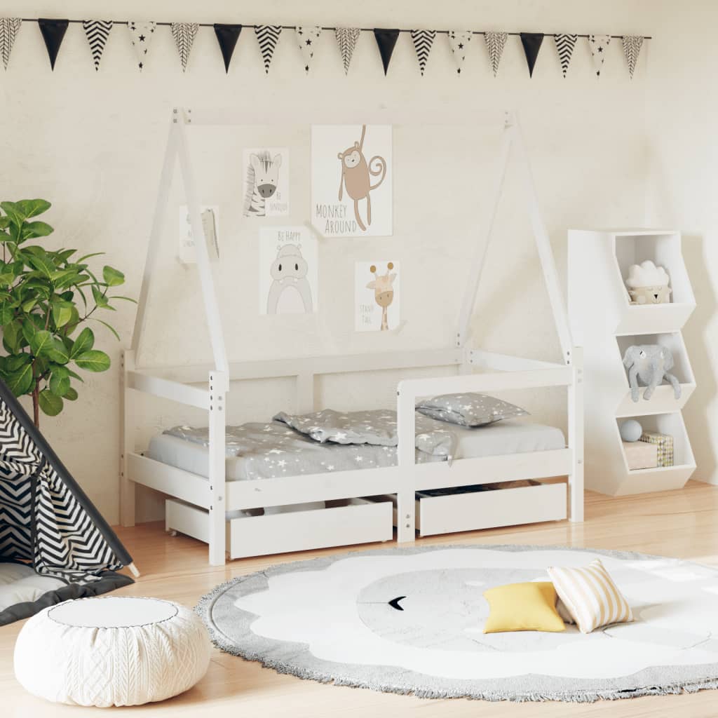 Giroletto Per Bambini Con Cassetti 90X190Cm Legno Massello Pino