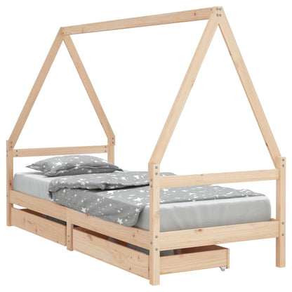 Giroletto Per Bambini Con Cassetti 90X190Cm Legno Massello Pino