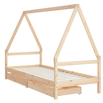 Giroletto Per Bambini Con Cassetti 90X190Cm Legno Massello Pino