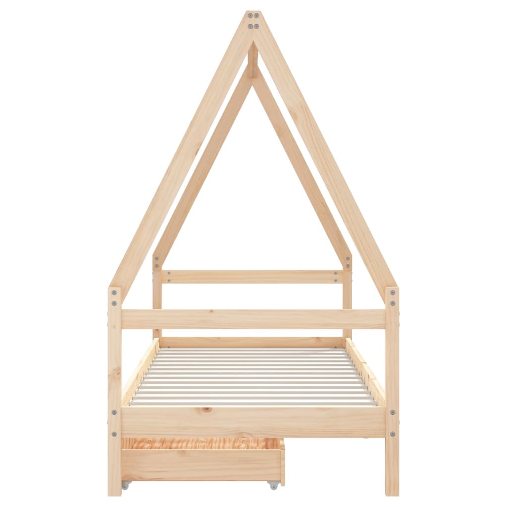 Giroletto Per Bambini Con Cassetti 90X190Cm Legno Massello Pino