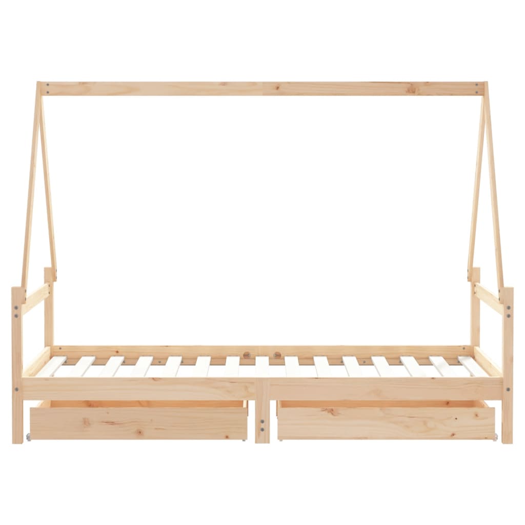 Giroletto Per Bambini Con Cassetti 90X190Cm Legno Massello Pino