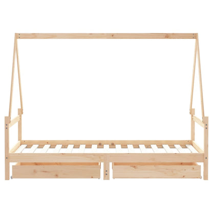 Giroletto Per Bambini Con Cassetti 90X190Cm Legno Massello Pino