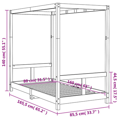 Giroletto Per Bambini 80X160Cm In Legno Massello Di Pino