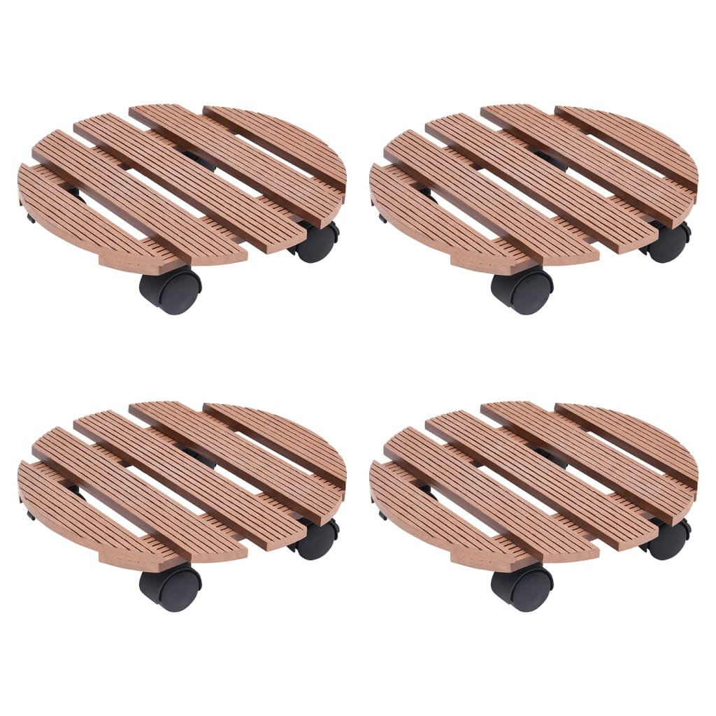 Carrelli Porta Piante 4 Pz Marroni Ø30X7,5 Cm Wpc