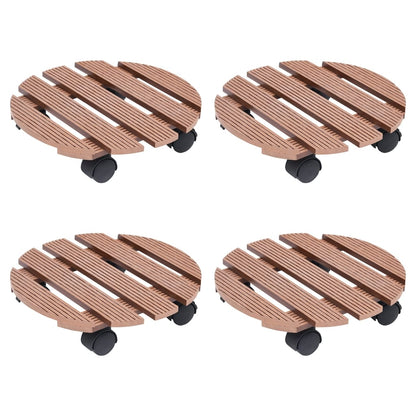 Carrelli Porta Piante 4 Pz Marroni Ø30X7,5 Cm Wpc